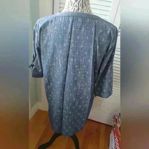 Hatley Women's Medium 100% Cotton Anchor All-over Print  Tab Sleeves Tunic - Picture 4 of 7